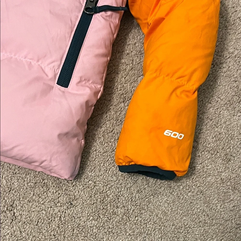The North Face Colorblock Hooded Puffer Jacket - Green/Pink/Orange/Purple 3T
